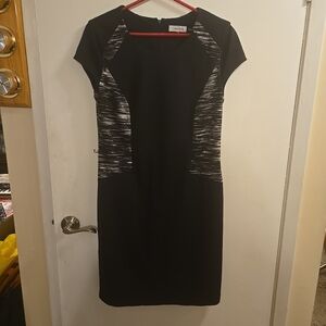 Calvin Klein Black and White with Zip in the back Women's Dress Size 14